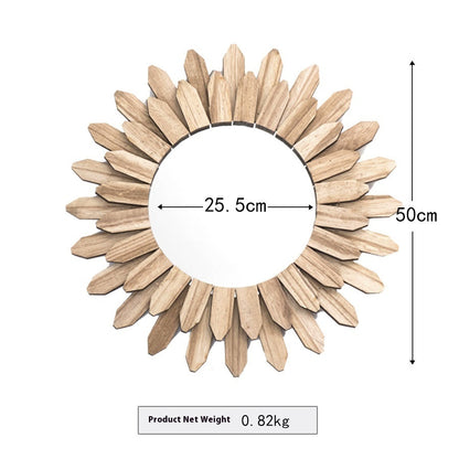 European-Style Solid Wood Handmade Hanging Mirror for Homestay & Hotel