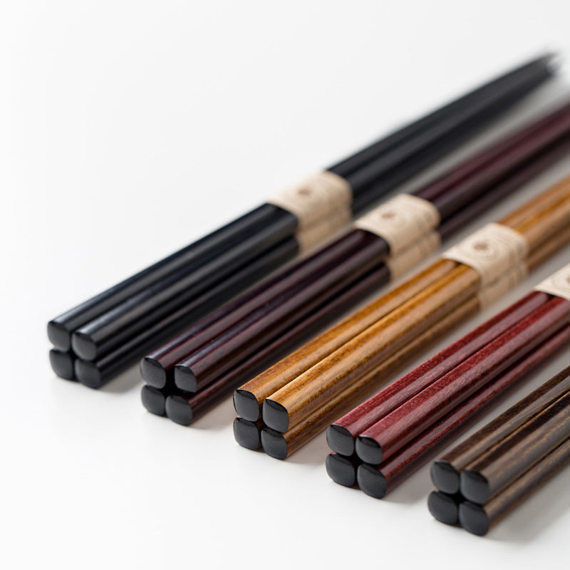 Sunlife Color Wooden Chopsticks Five Pairs Solid Wood Chopsticks Wooden Chopsticks Japanese Style Home Non-slip Wooden Chopsticks Five-piece Set