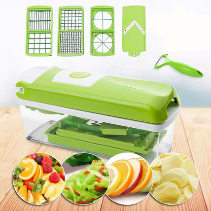 2-Piece Multifunctional Vegetable Chopper, Slicer & Dicer