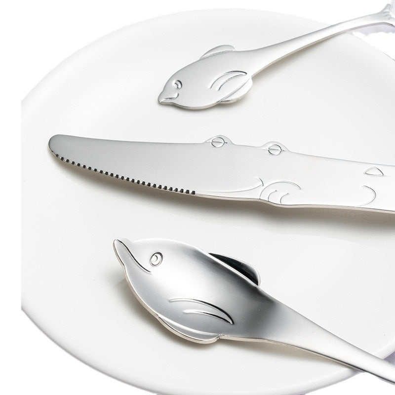 Creative Cute Dolphin 304 Stainless Steel Coffee Knife And Fork Suit