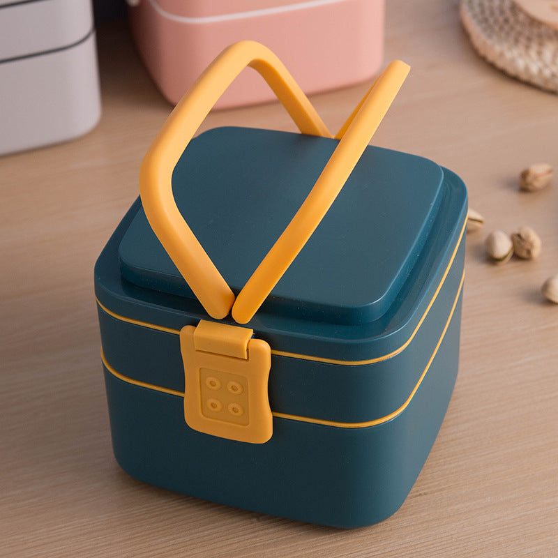 Double-layer portable lunch box with lid bento box