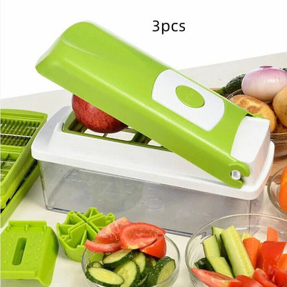 2-Piece Multifunctional Vegetable Chopper, Slicer & Dicer