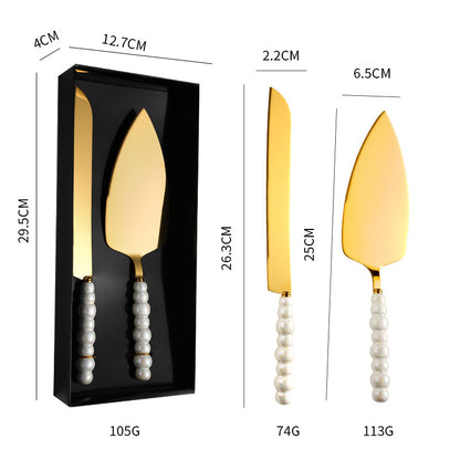 Pearl Ceramic Handle 430 Stainless Steel Cake Knife Spatula