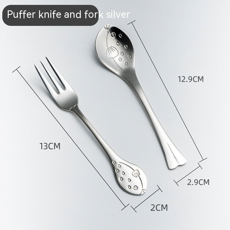 Creative Cute Dolphin 304 Stainless Steel Coffee Knife And Fork Suit