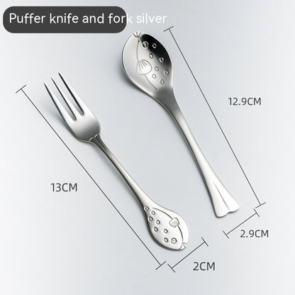 Creative Cute Dolphin 304 Stainless Steel Coffee Knife And Fork Suit