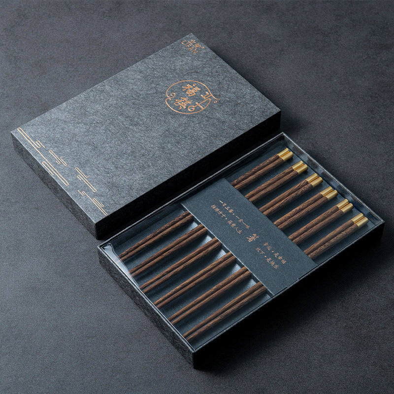 Gift Boxed Chicken Wings Log chopsticks Household Chopsticks Family Set 5 Pairs