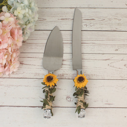 Exquisite Sun Flower Cake Knife Spatula Stainless Steel
