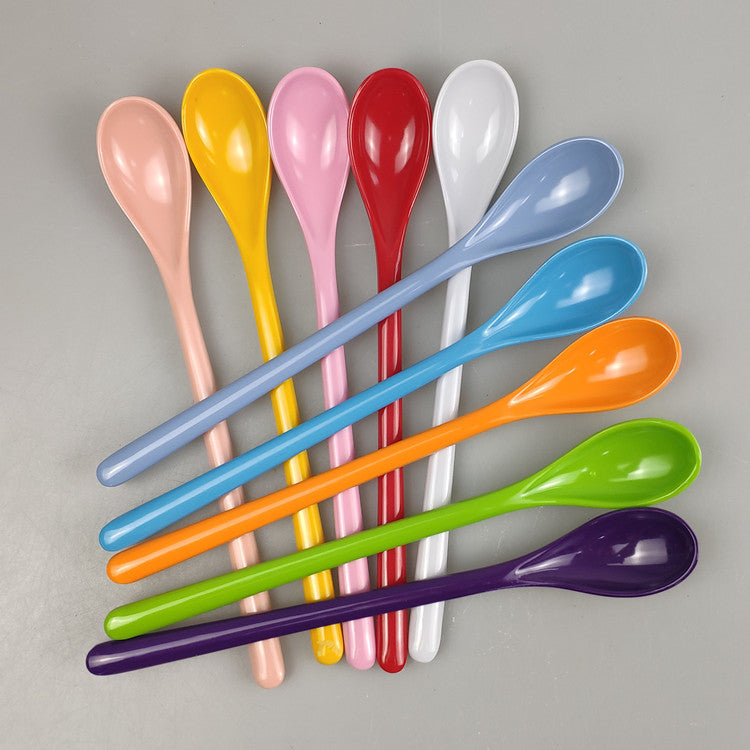 Colored Plastic Long Handle Coffee Spoon Melamine Stirring Spoon Soup Spoon Spoon Stainless Steel Tableware Wholesale