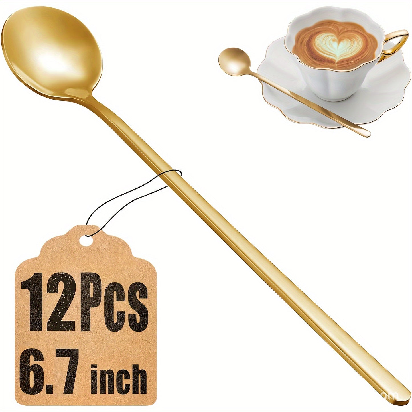 Stainless Steel Round Long Handle Stirring Coffee Spoon