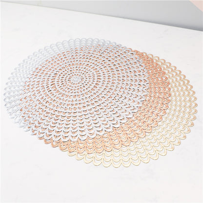 Solid color round PVC hollow placemat