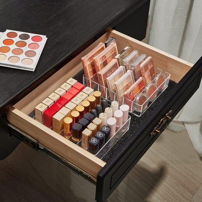 Makeup Organizer For Eyeshadow Palette And Lipstick Organizer, 7 Section Divided Makeup Palette Organizer For Vanity Drawer Countertop Modern Cosmetics Storage