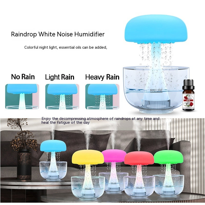 Jellyfish Raindrop Humidifier with 7-Color Light & Aroma Diffuser