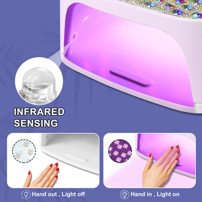 Professional UV LED Nail Lamp For Gel Nails, Cordless Nail Lamp Rechargeable Nail Dryer For Gel Polish, UV Curing Light With 4 Timer & Automatic Sensor, UV Light Lamp For Nail Art Salon At Home