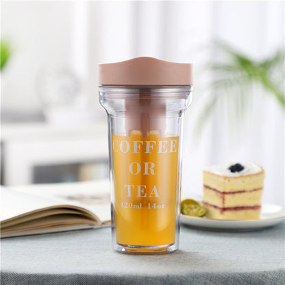 Double-Layer Leak-Proof Plastic Tea Cup (420ML)