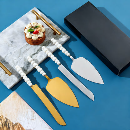 Pearl Ceramic Handle 430 Stainless Steel Cake Knife Spatula