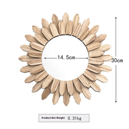 European-Style Solid Wood Handmade Hanging Mirror for Homestay & Hotel