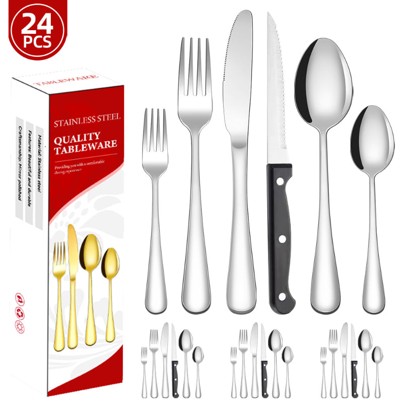 48-piece Stainless Steel Cutlery Set Western-style Steak Knives Forks And Spoons