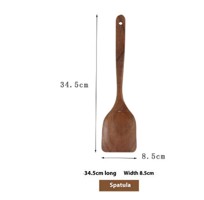 Thailand Teak art Natural Wood table Spoon Ladle Turner Long Rice Colander Soup Skimmer Cooking Spoons Scoop Kitchen Tool Set