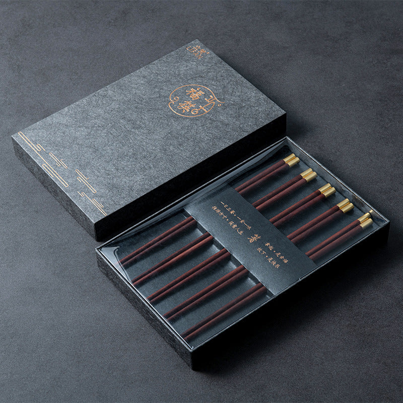 Gift Boxed Chicken Wings Log chopsticks Household Chopsticks Family Set 5 Pairs