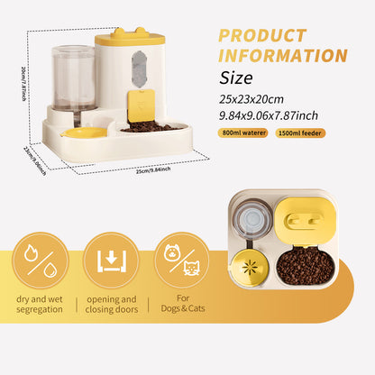 2-in-1 Pet Feeder & Water Dispenser – Automatic Gravity Feeding Bowl for Cats & Dogs