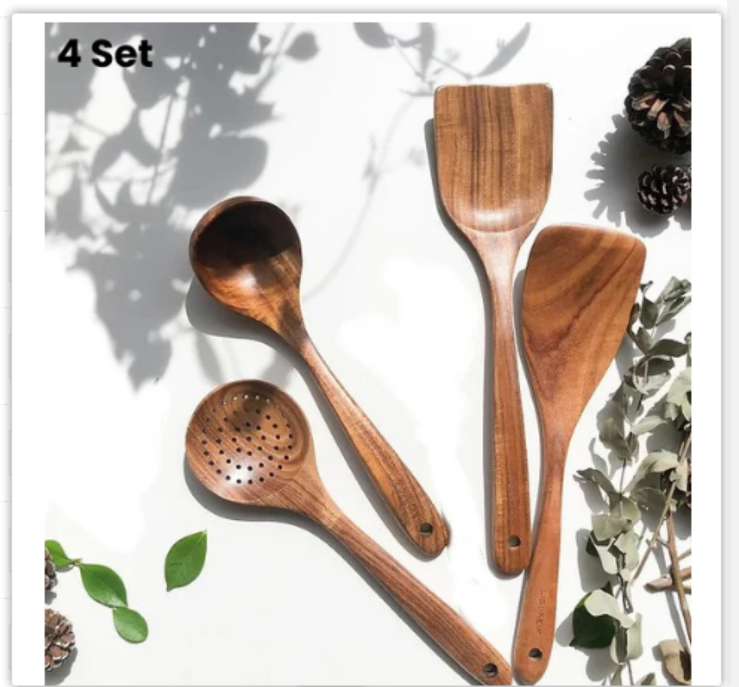Thailand Teak art Natural Wood table Spoon Ladle Turner Long Rice Colander Soup Skimmer Cooking Spoons Scoop Kitchen Tool Set