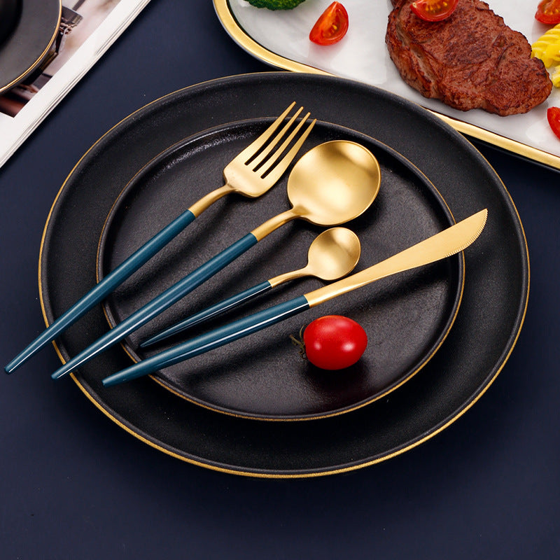 Sanding Thick Portuguese Knife, Fork And Spoon Suit 304 Stainless Steel Tableware