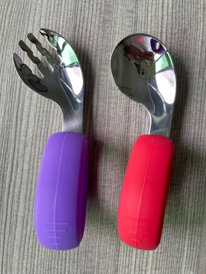 Children Fork And Spoon 304 Stainless Steel Eating Short Handle Elbow Tableware