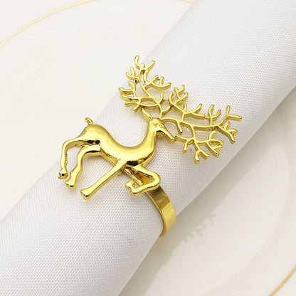Golden Christmas Fawn Buckle Napkin Ring