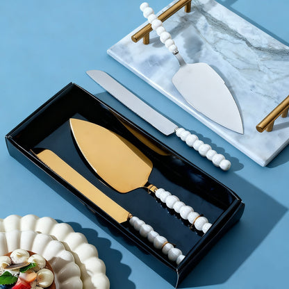 Pearl Ceramic Handle 430 Stainless Steel Cake Knife Spatula