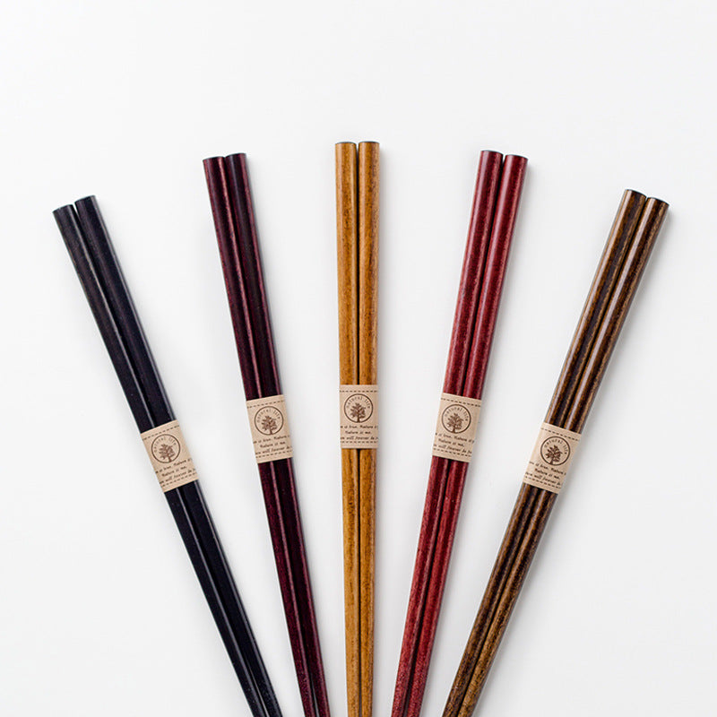 Sunlife Color Wooden Chopsticks Five Pairs Solid Wood Chopsticks Wooden Chopsticks Japanese Style Home Non-slip Wooden Chopsticks Five-piece Set