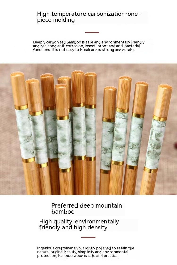 Natural Bamboo Chopsticks Jade Unpainted Solid Wood Chopsticks