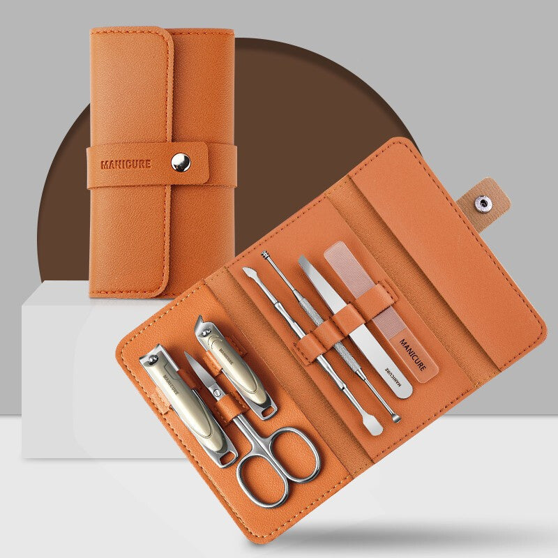 7-Piece Stainless Steel Nail Scissors Set with Leather Case