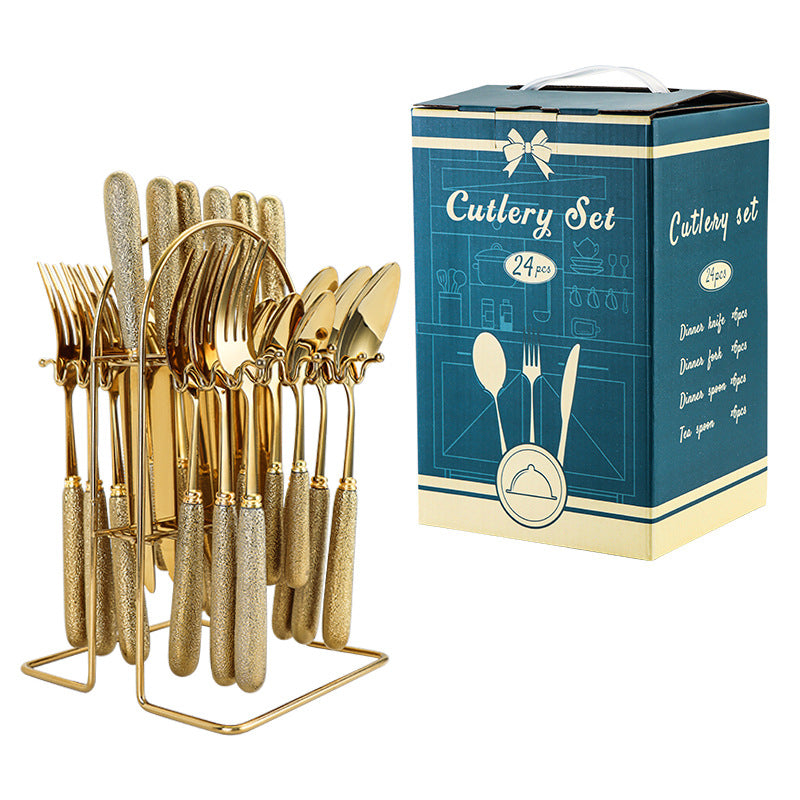 Household Hammer Pattern Porcelain Handle Knife Match Sets Suit