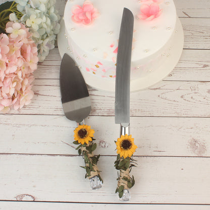Exquisite Sun Flower Cake Knife Spatula Stainless Steel