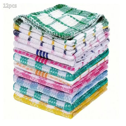 Cleaning Cloth Microfiber Kitchen Scouring Pad Polyester Cotton Plaid Cleaning Towel