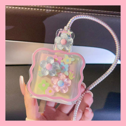 3D Patch Star And Wave Design Protective Case For 20W Chargers Charging Heads And Data Cables