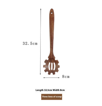 Thailand Teak art Natural Wood table Spoon Ladle Turner Long Rice Colander Soup Skimmer Cooking Spoons Scoop Kitchen Tool Set