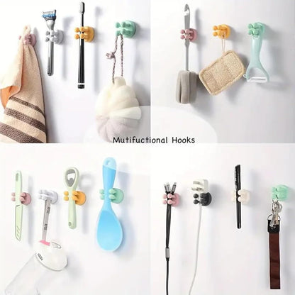 Multi-Function Self-Adhesive Toothbrush Holder Wall Hook for Bathroom, Kitchen, Living Room & Office
