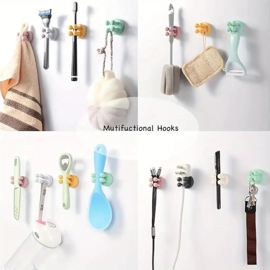 Multi-Function Self-Adhesive Toothbrush Holder Wall Hook for Bathroom, Kitchen, Living Room & Office
