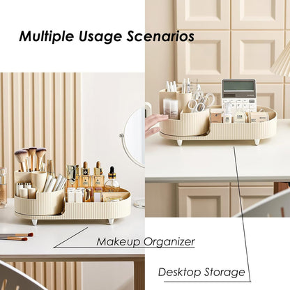 Makeup Organizer Countertop Rotating Makeup Organizer For Vanity Large Capacity Cosmetic Display Case With Makeup Brush Holder Cosmetic Organizer Countertop