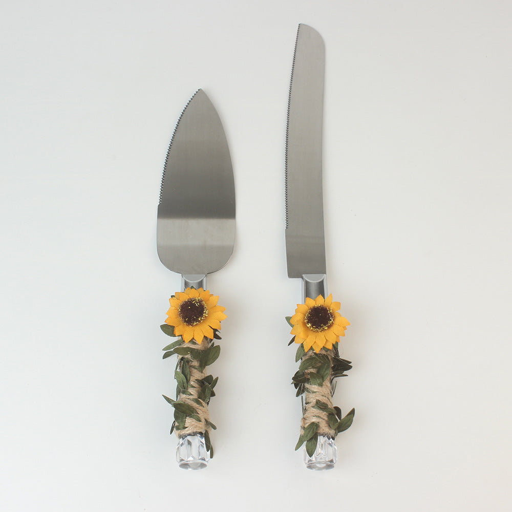 Exquisite Sun Flower Cake Knife Spatula Stainless Steel