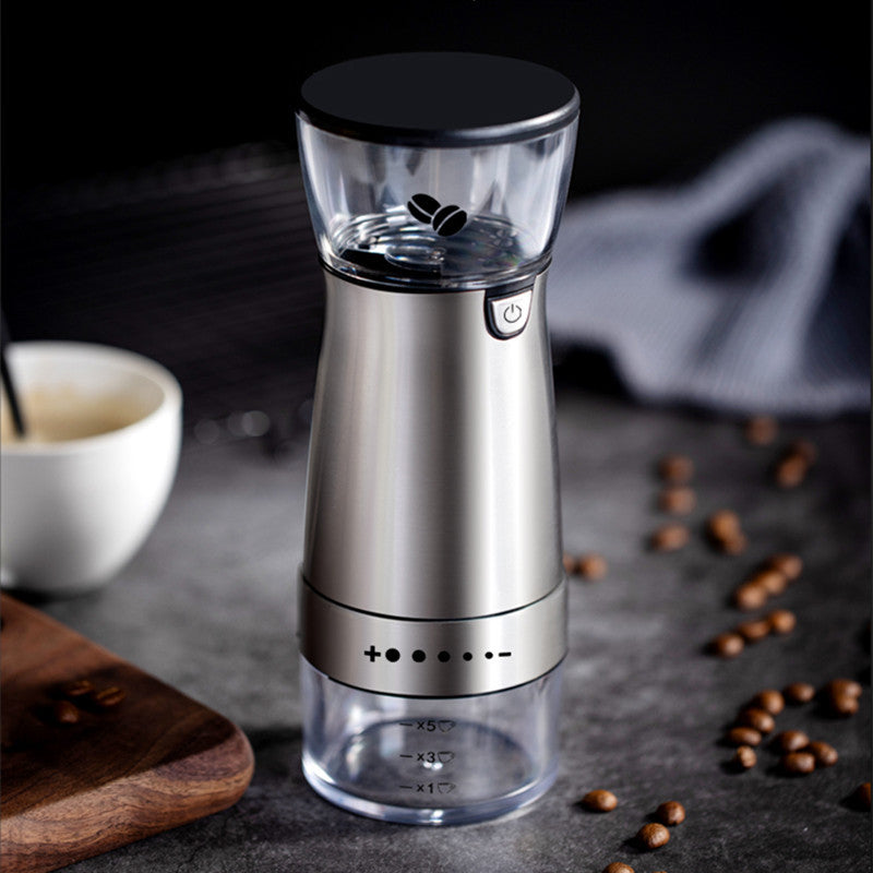 USB Rechargeable Electric Coffee Grinder – Stainless Steel Adjustable Coffee Bean Grinder