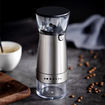 USB Rechargeable Electric Coffee Grinder – Stainless Steel Adjustable Coffee Bean Grinder