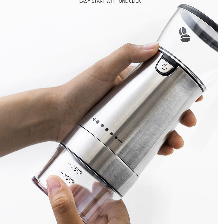 USB Rechargeable Electric Coffee Grinder – Stainless Steel Adjustable Coffee Bean Grinder