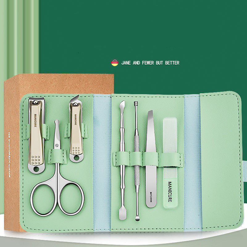 7-Piece Stainless Steel Nail Scissors Set with Leather Case