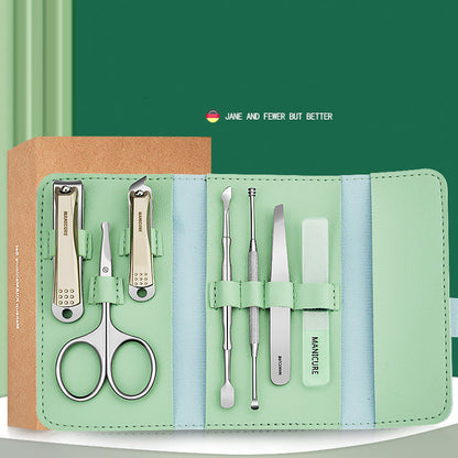 7-Piece Stainless Steel Nail Scissors Set with Leather Case
