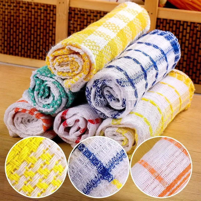 Cleaning Cloth Microfiber Kitchen Scouring Pad Polyester Cotton Plaid Cleaning Towel