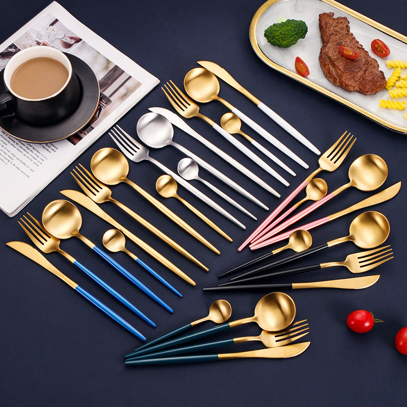 Sanding Thick Portuguese Knife, Fork And Spoon Suit 304 Stainless Steel Tableware