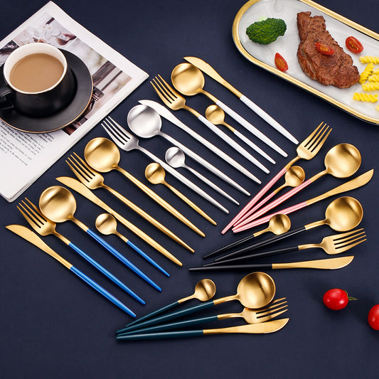 Sanding Thick Portuguese Knife, Fork And Spoon Suit 304 Stainless Steel Tableware