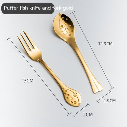 Creative Cute Dolphin 304 Stainless Steel Coffee Knife And Fork Suit